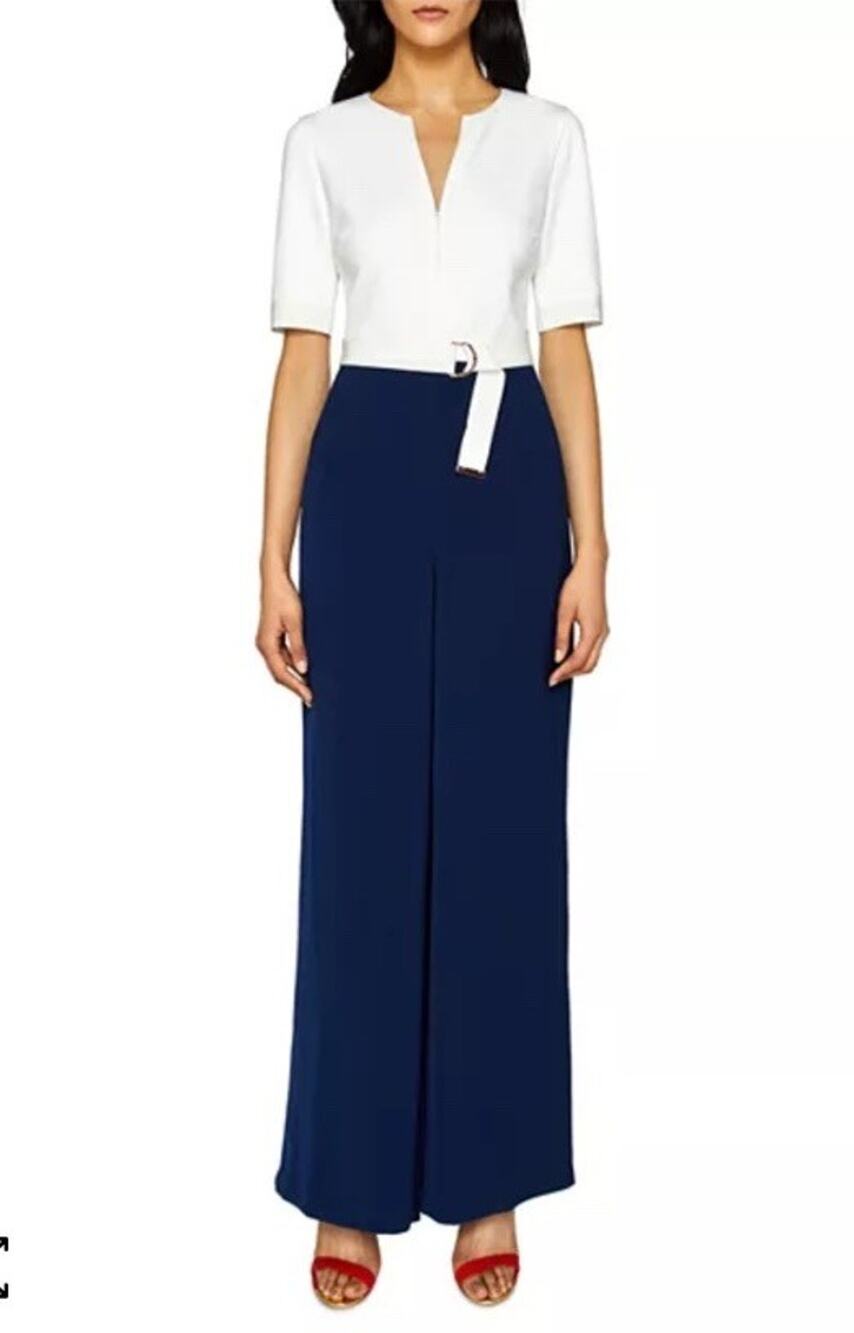 Ted Baker London ColorBlock Cross Back Jumpsuit, Size 4 Women Aleeix Color-Block
